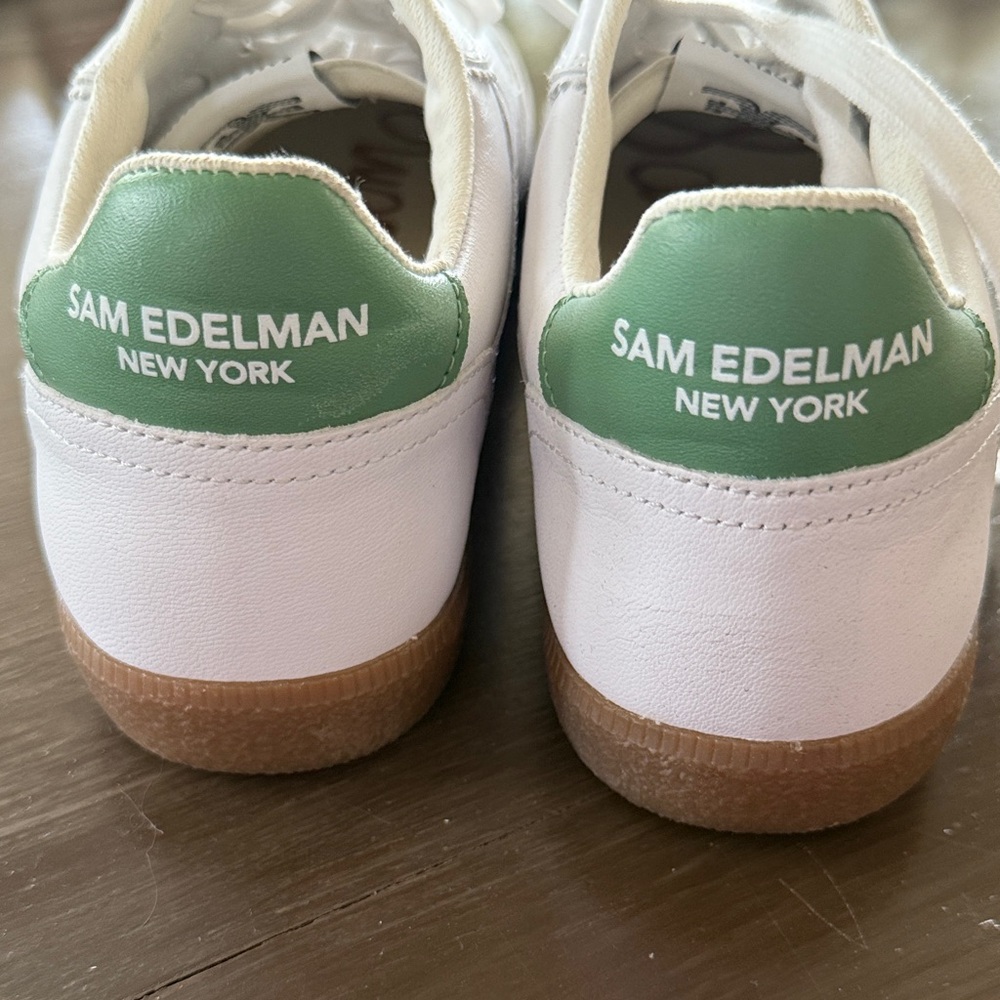 Sam Edelman Kallen Cream and White Leather & Suede Lace-Up Sneakers 10 New - Picture 2 of 5